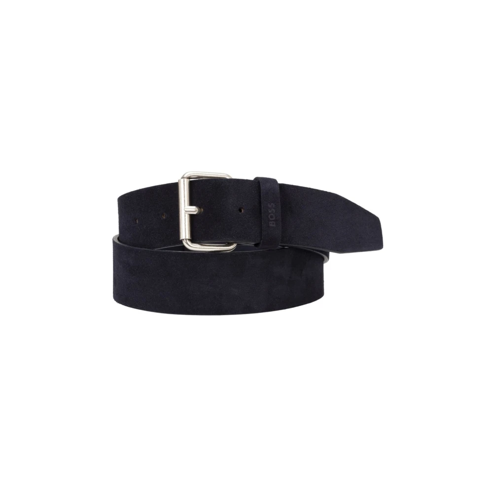 Hugo Men's Blue Belts, 100 Cm, Leather Belt With Logo