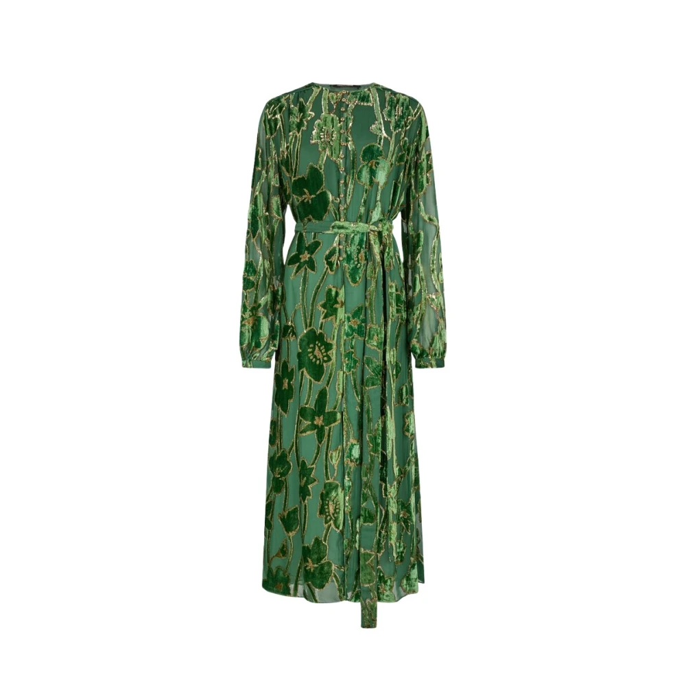 Roberto Cavalli Women's Green Velvet Devoré Midi Dress