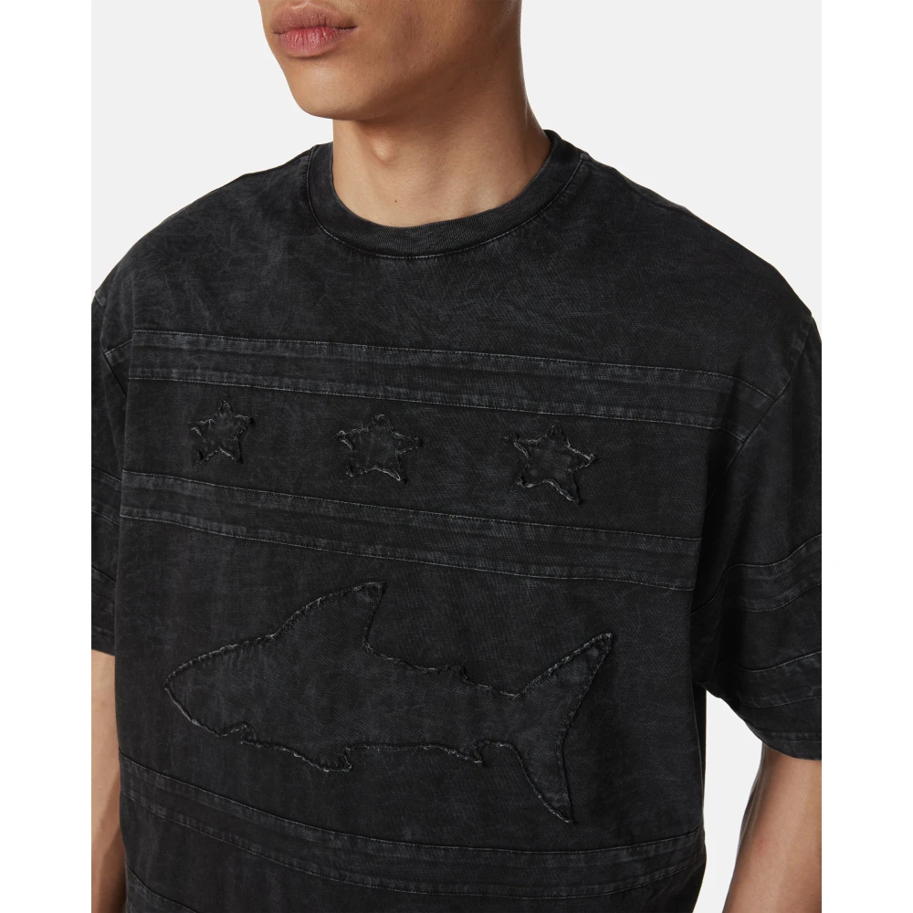 Iceberg Relaxed fit zwart T-shirt van geverfd katoenen jersey Black Heren