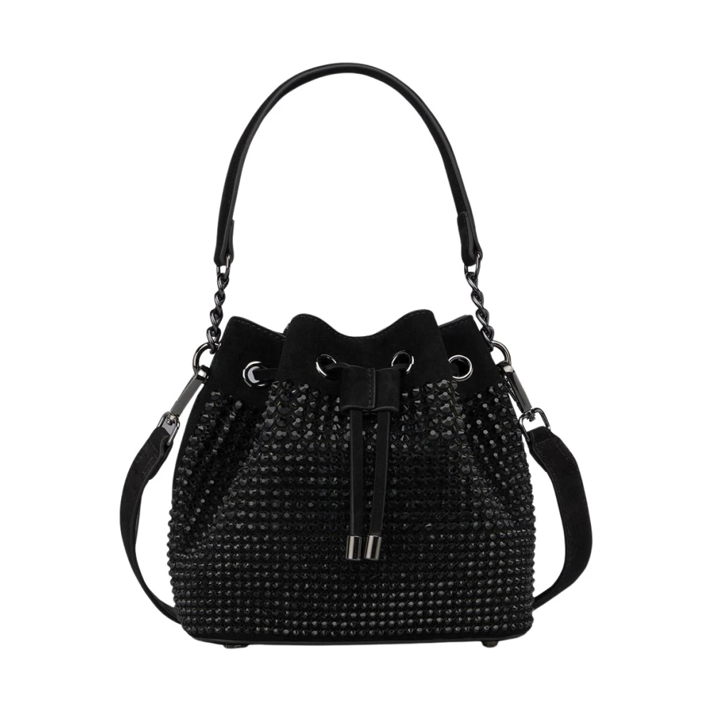 Alma En Pena Women's Black Rhinestone Bucket Bag