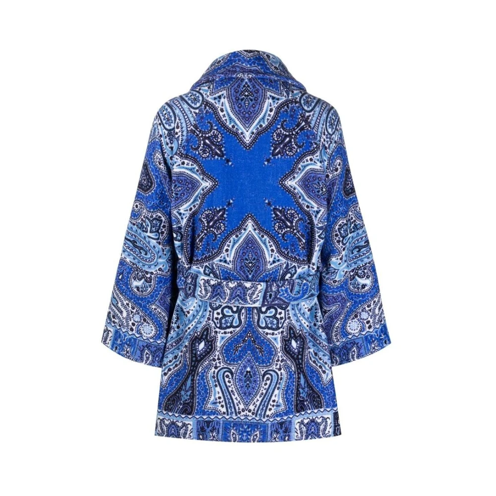 ETRO Blauwe Paisley Print Katoenen Badjas Blue Dames