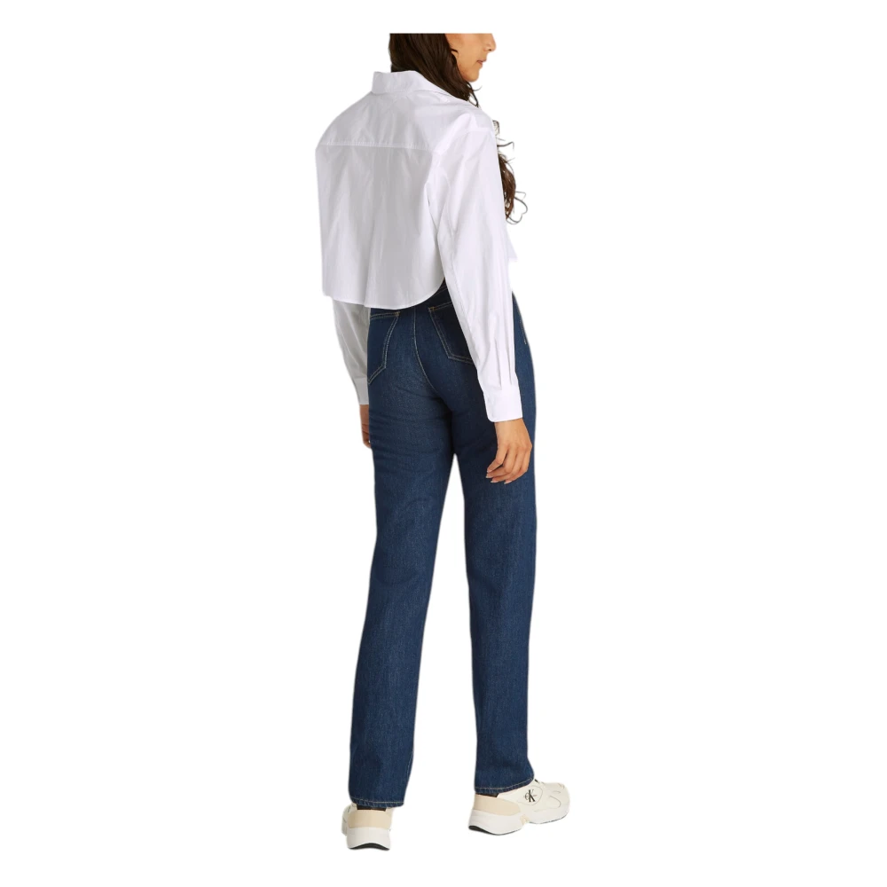 Calvin Klein Jeans Lange mouwen katoenen damesoverhemd White Dames