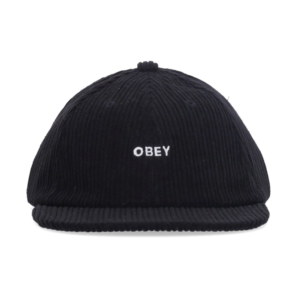 Obey Velvet Flat Visor Cap Bold Cord Black Heren