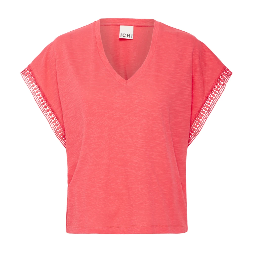 Ichi Vrouwelijke Tee met Geborduurde Details Red Dames