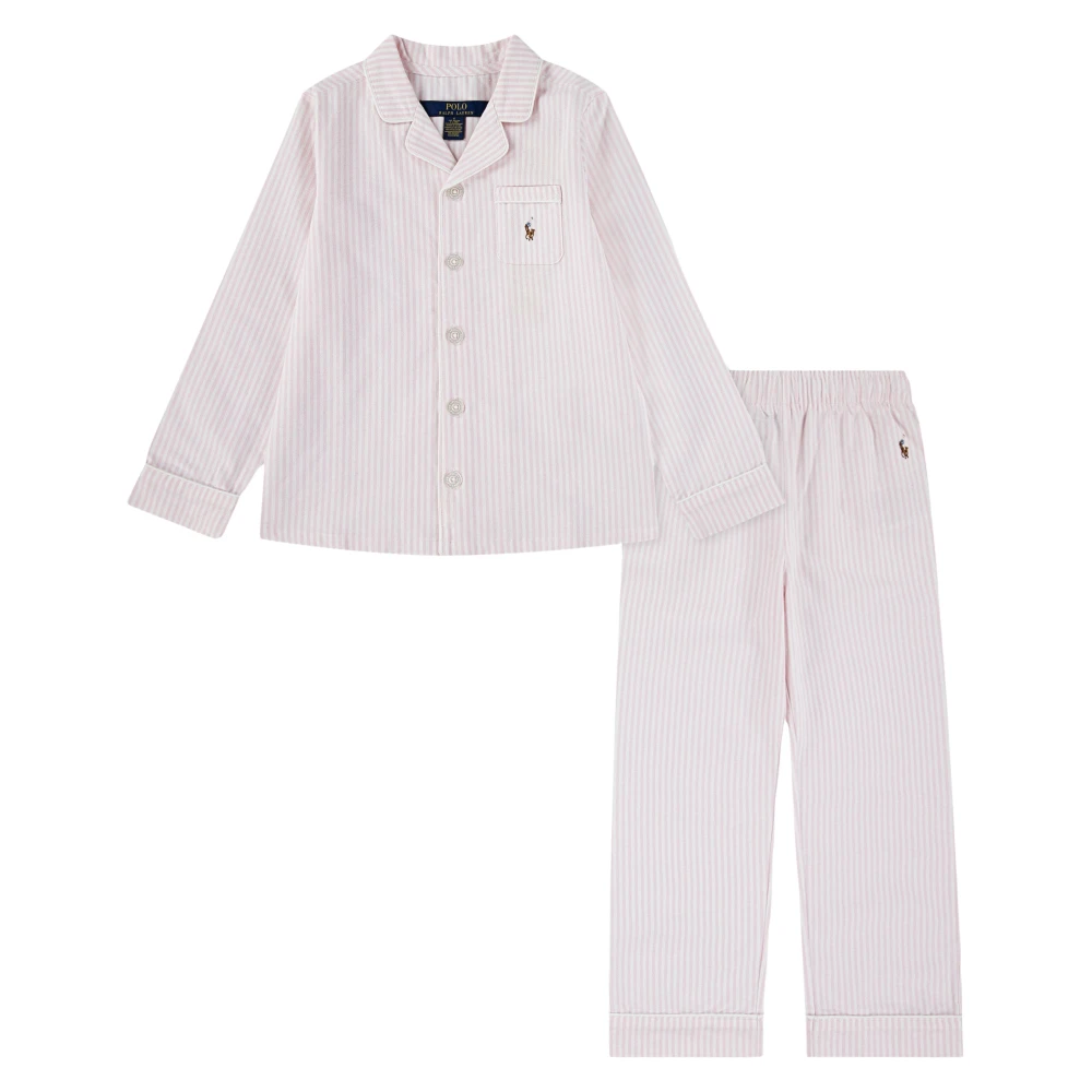 Ralph Lauren Girls Pink Kids Nightwear, 4 Y, Striped Oxford Pyjamas Set In