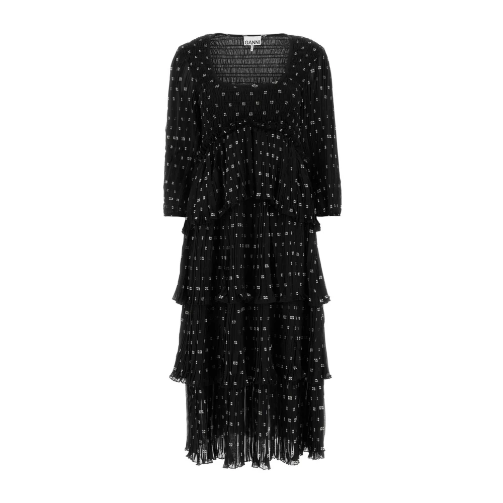 Ganni Georgette Geplooide Jurk Multicolor Dames