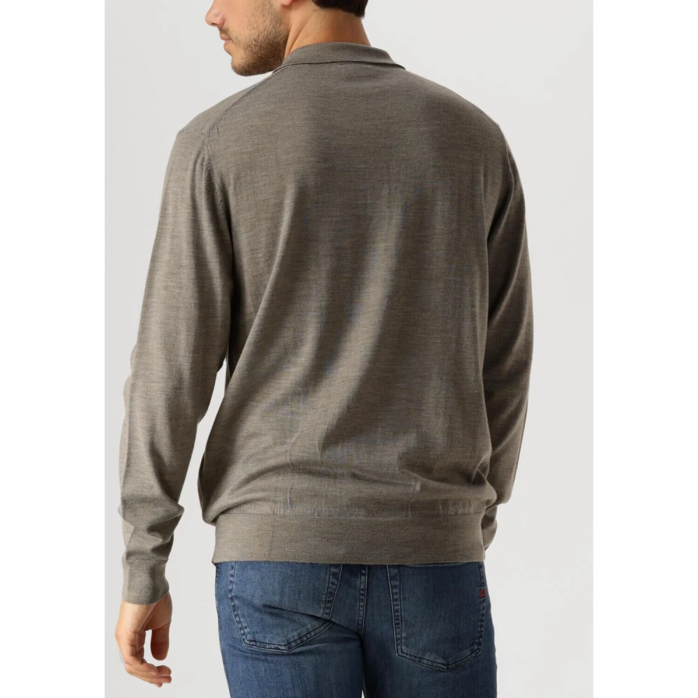 Profuomo Heren Polo T-shirts Lange Mouw Beige Heren