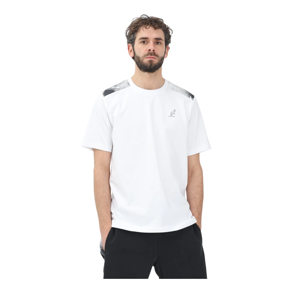 Australian Wit T-shirt met Kleurrijke Schouderinzetten White Heren
