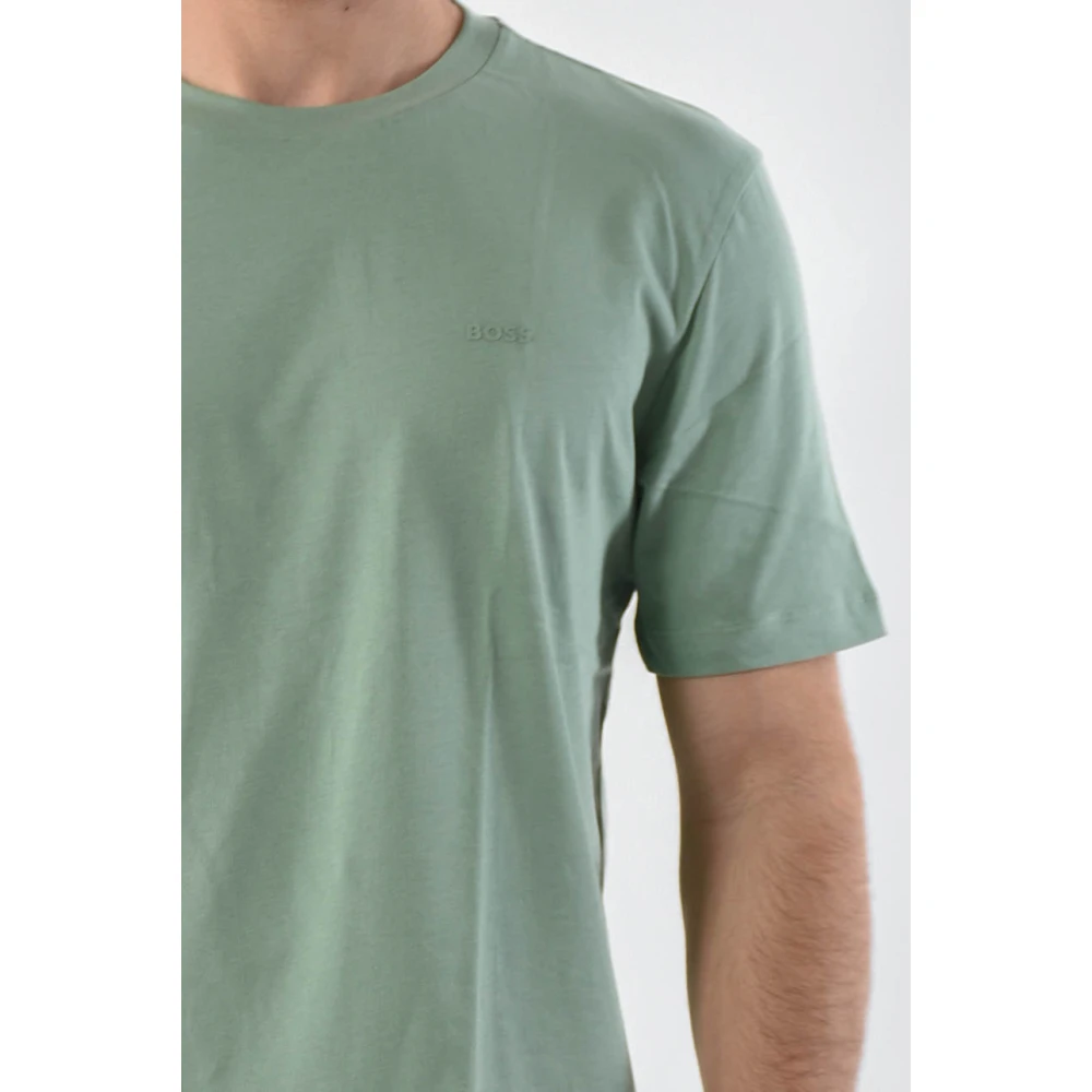 Hugo Boss Katoenen Logo T-shirt Regular Fit Green Heren