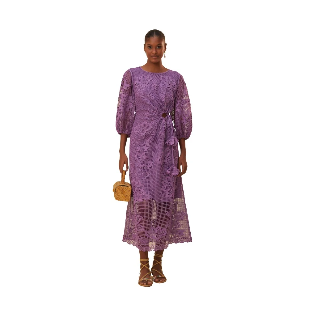 Farm Rio Lila Cut-Out Midi Jurk Pink Dames