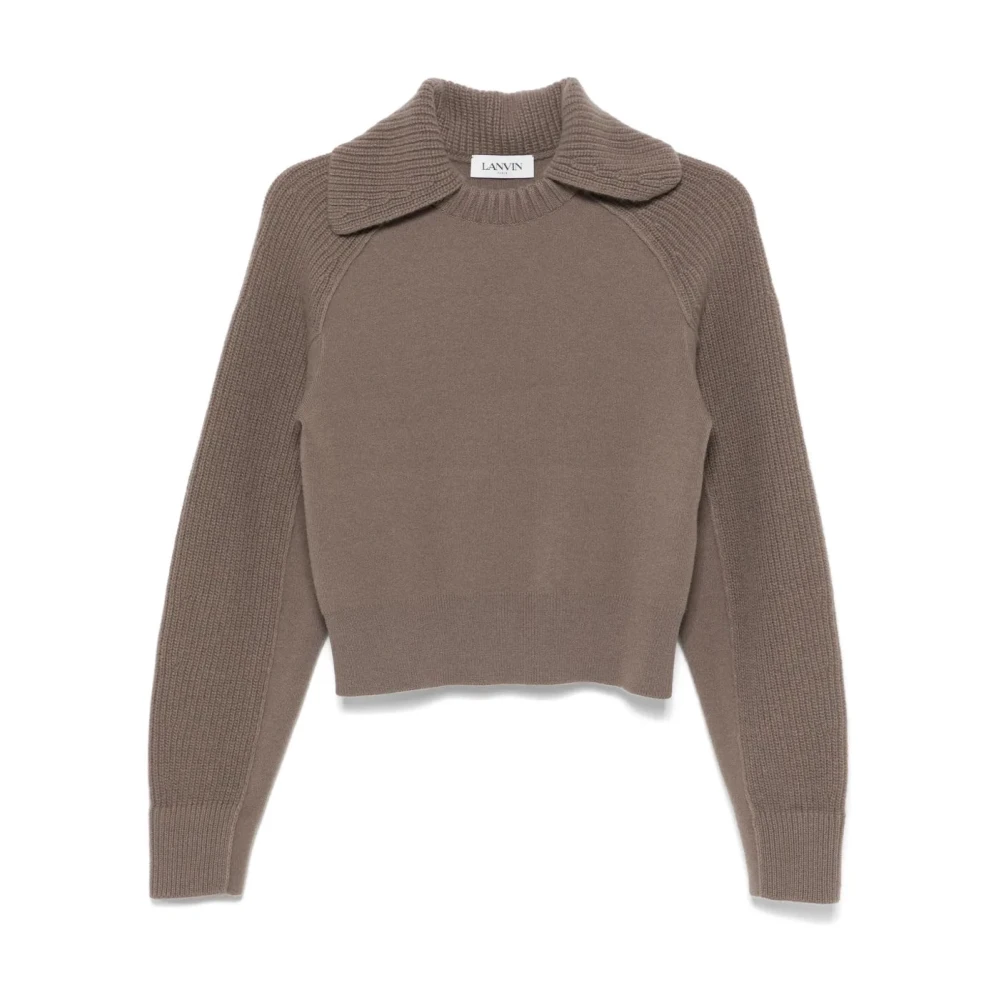Lanvin Women's Beige Wool And Cashmere Jumper - Round-Neck Knitwear - L - Knitwear