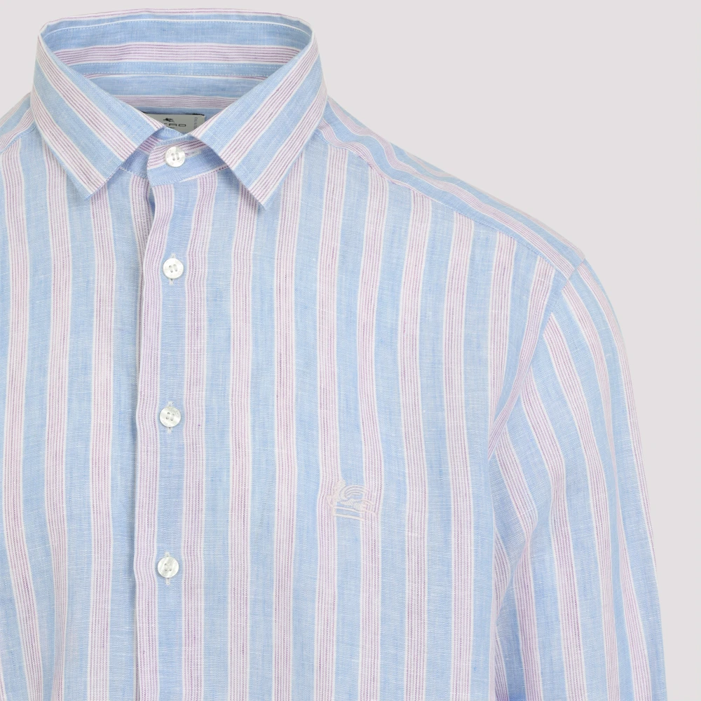 ETRO Blauw Linnen Overhemd Stijlvol Kwaliteit Blue Heren