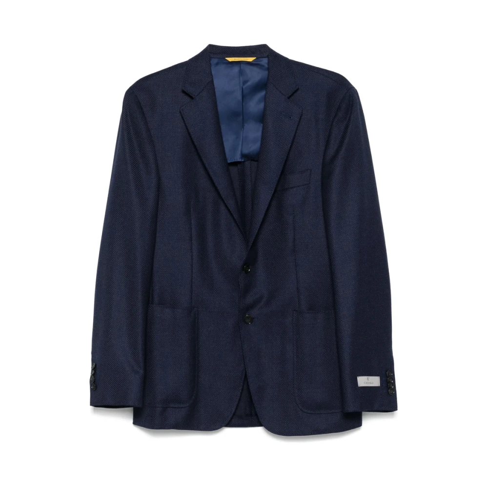 Canali Navy Blauwe Knoopjasje Lange Mouwen Blue Heren