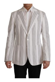 White Stripes Cotton Single Breasted Blazer