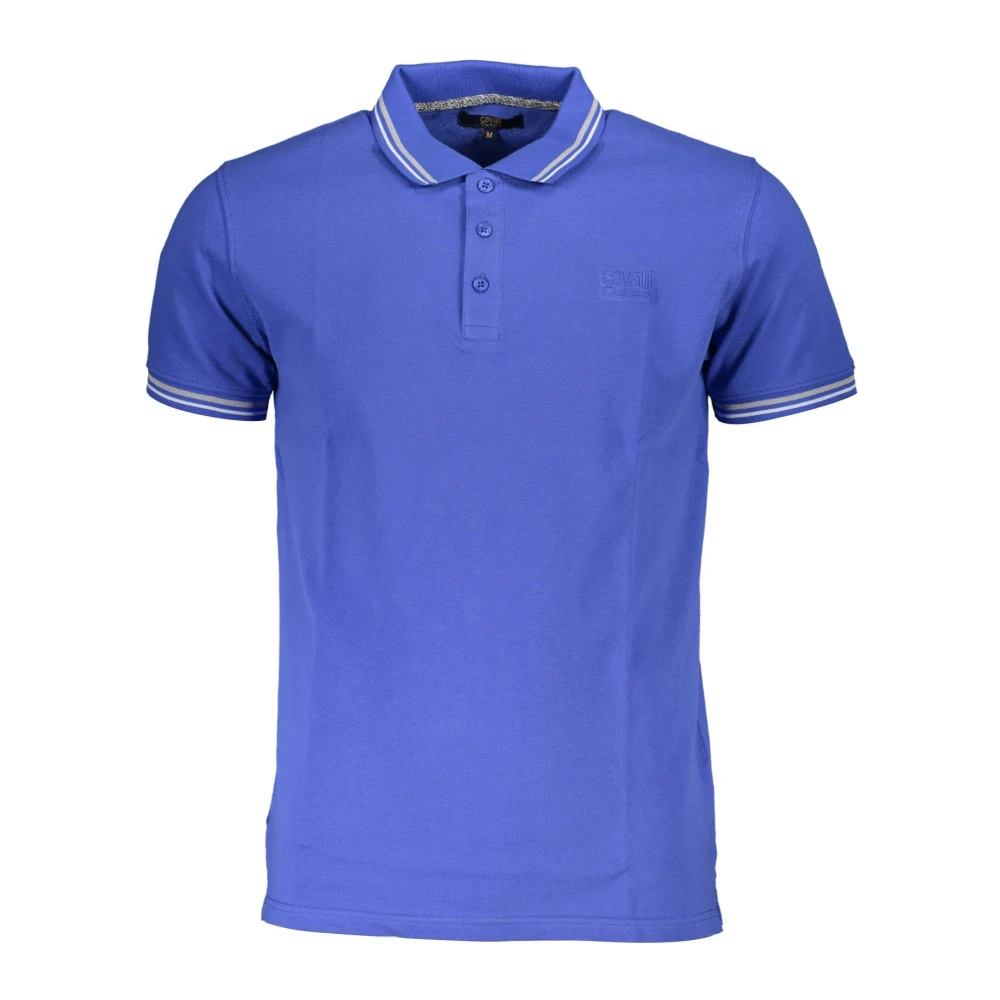 Cavalli Class Blauw Polo Shirt met Korte Mouwen Blue Heren