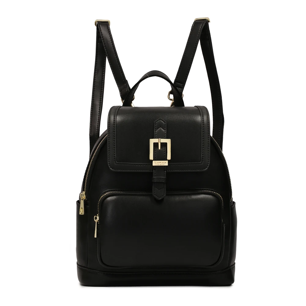 Kazar Zwarte leren rugzak met klep Black Dames