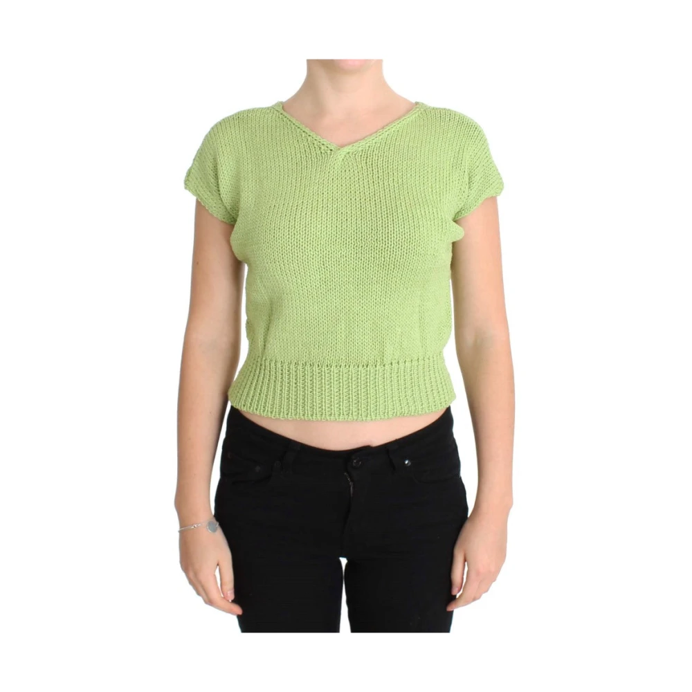 Pink Memories Groene Mouwloze Gebreide Vest Trui Green Dames