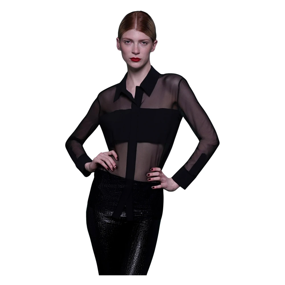 Chiara Boni Illusion Zwarte Shirt Black Dames