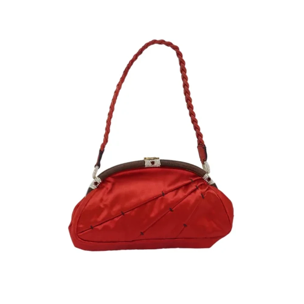 Valentino Vintage Pre-owned Satin shoulder-bags Red Dames
