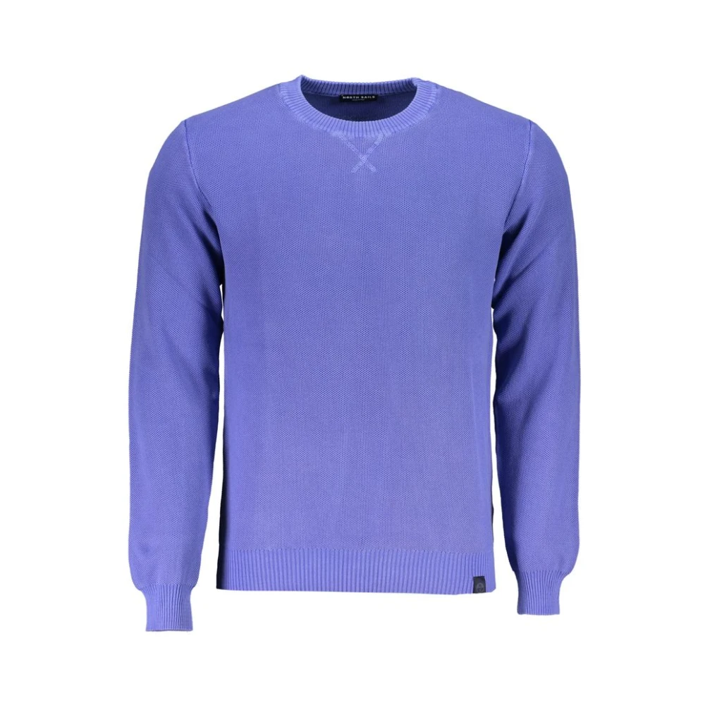 North Sails Men's Blue Round-Neck Knitwear, L, Cotton Jumper Logo Cotton