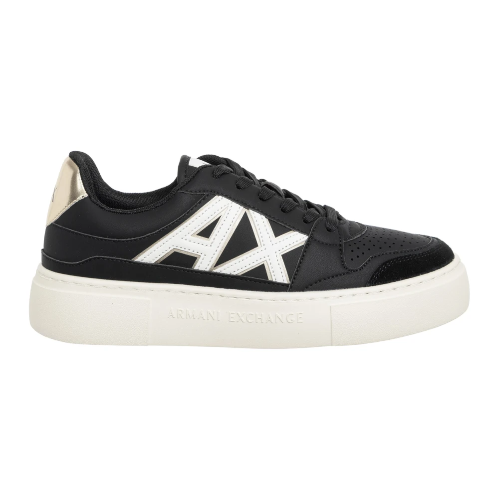 Armani Exchange Women's Black Sneakers,, Lace-Up Trainers Size 5 Uk