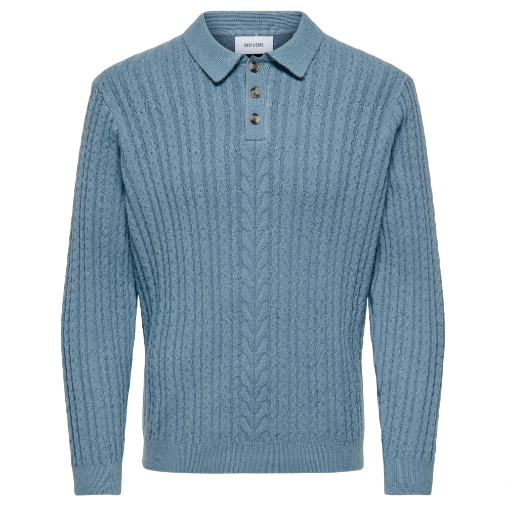 Only & Sons Gestructureerd Poloshirt in Flint Stone Blauw Blue Heren