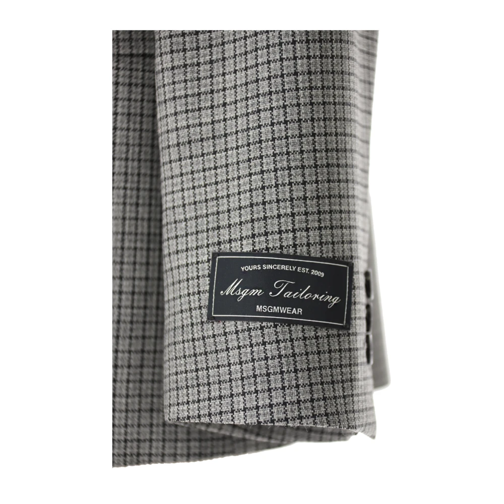 Msgm Grijze Wollen Jas met Strass Hart Gray Dames