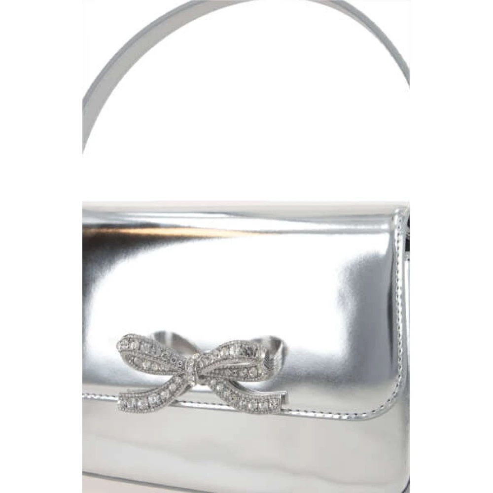 Self Portrait Zilver Metallic Handtas met Kristalstrik Gray Dames