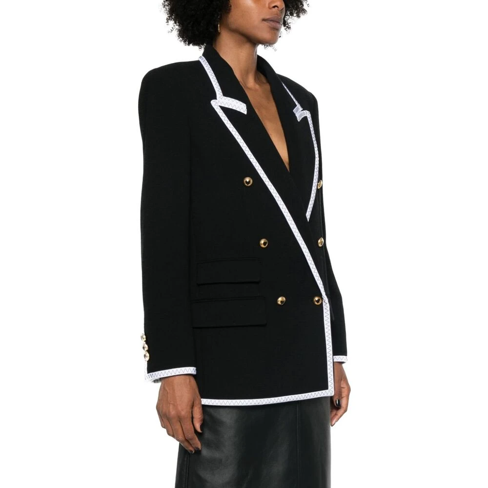 Moschino Zwart Gestructureerd Dubbel-Borstig Buitenkleding Black Dames