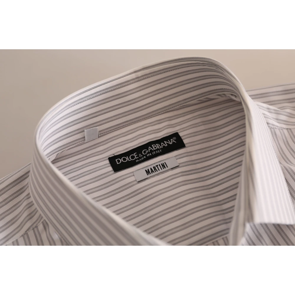 Dolce & Gabbana Witte Katoenen Streep Overhemd White Heren