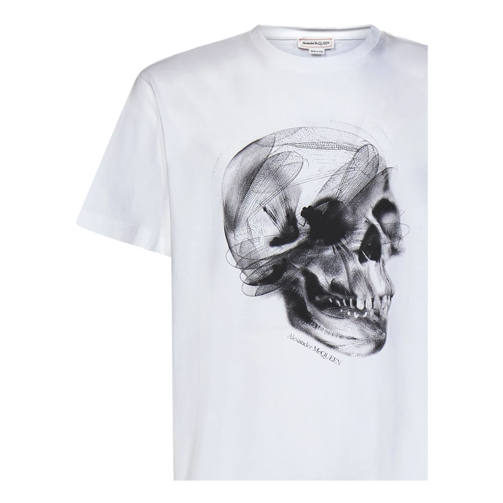 alexander mcqueen Oversized T-shirt met Dragonfly Skull print White Heren