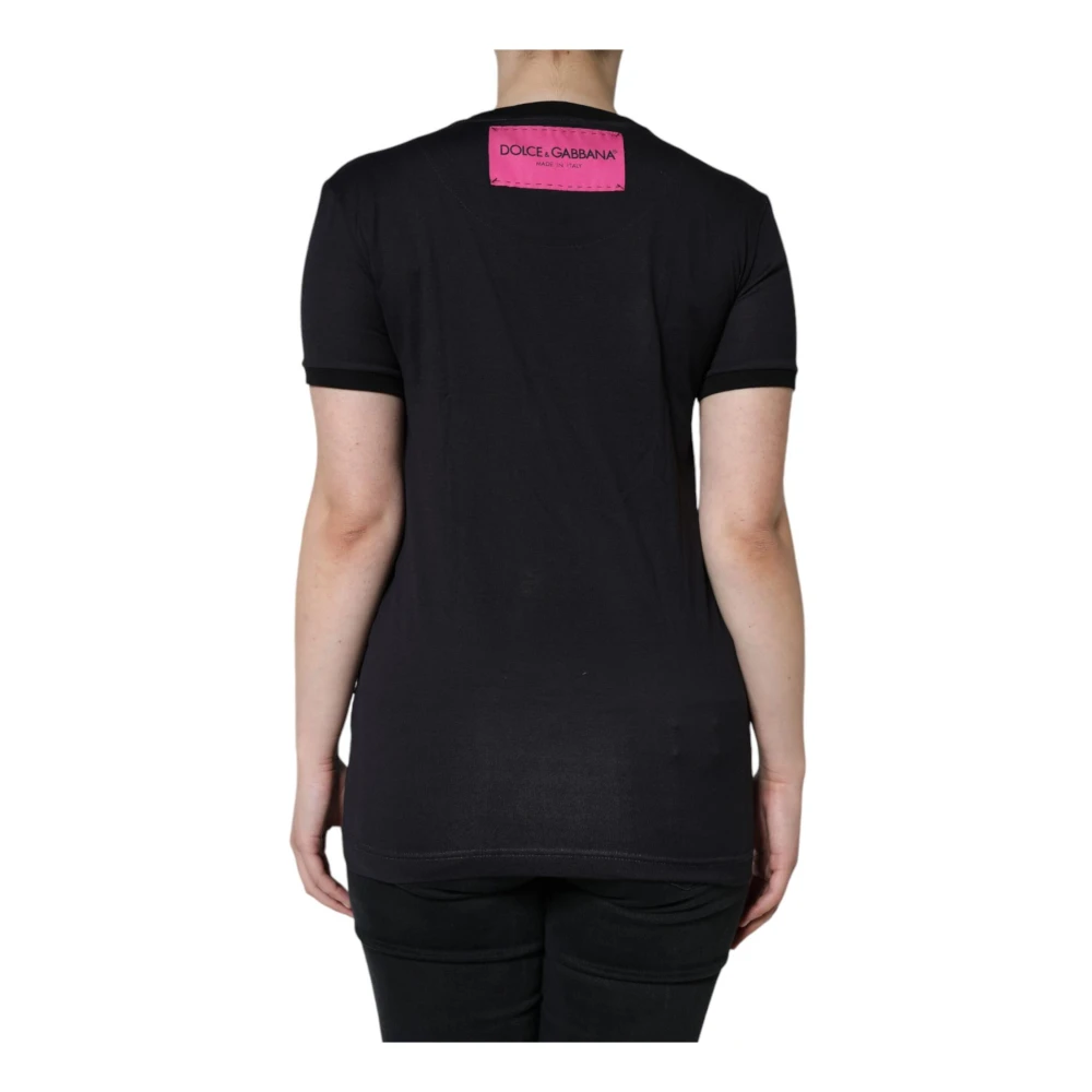 Dolce & Gabbana Zwarte katoenen T-shirt met logoprint Black Dames