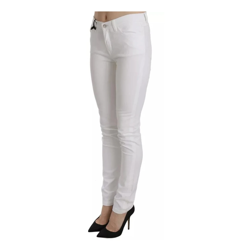 Dolce & Gabbana Kristalversierde Skinny Jeans Wit White Dames
