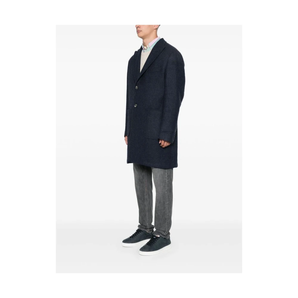 Gabo Napoli Navy Blue Wool Blend Coat Blue Heren