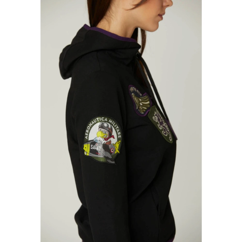 aeronautica militare Ritssluiting Sweatshirt met Embleem Patches Black Dames