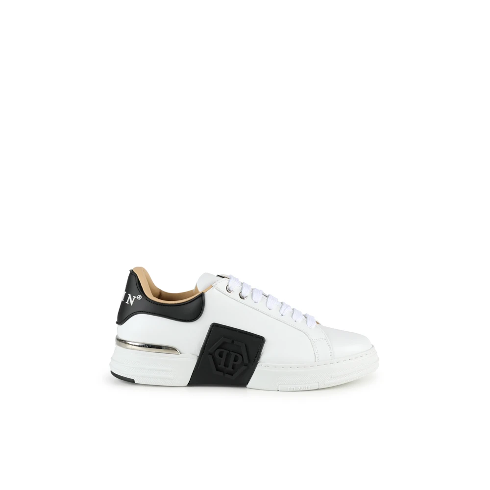 Philipp Plein Vita Sneakers med Kontrasterande Detaljer White, Herr