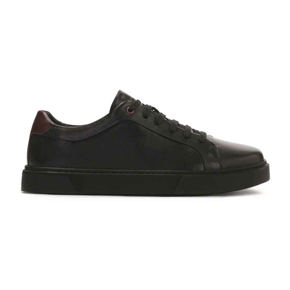 Kazar Zwarte sneakers met bruine inzet Heren Schoenen
