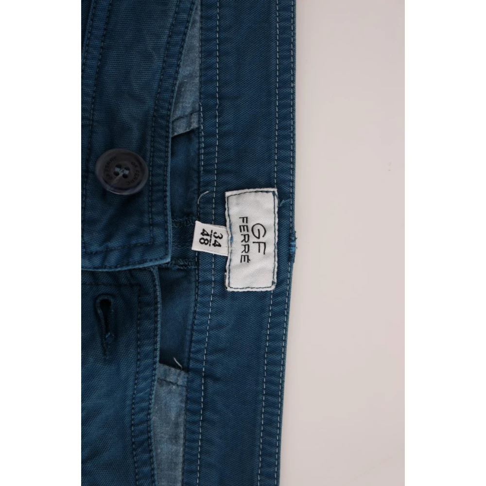 Gianfranco Ferré Elegante katoenen chino's in blauw Blue Heren