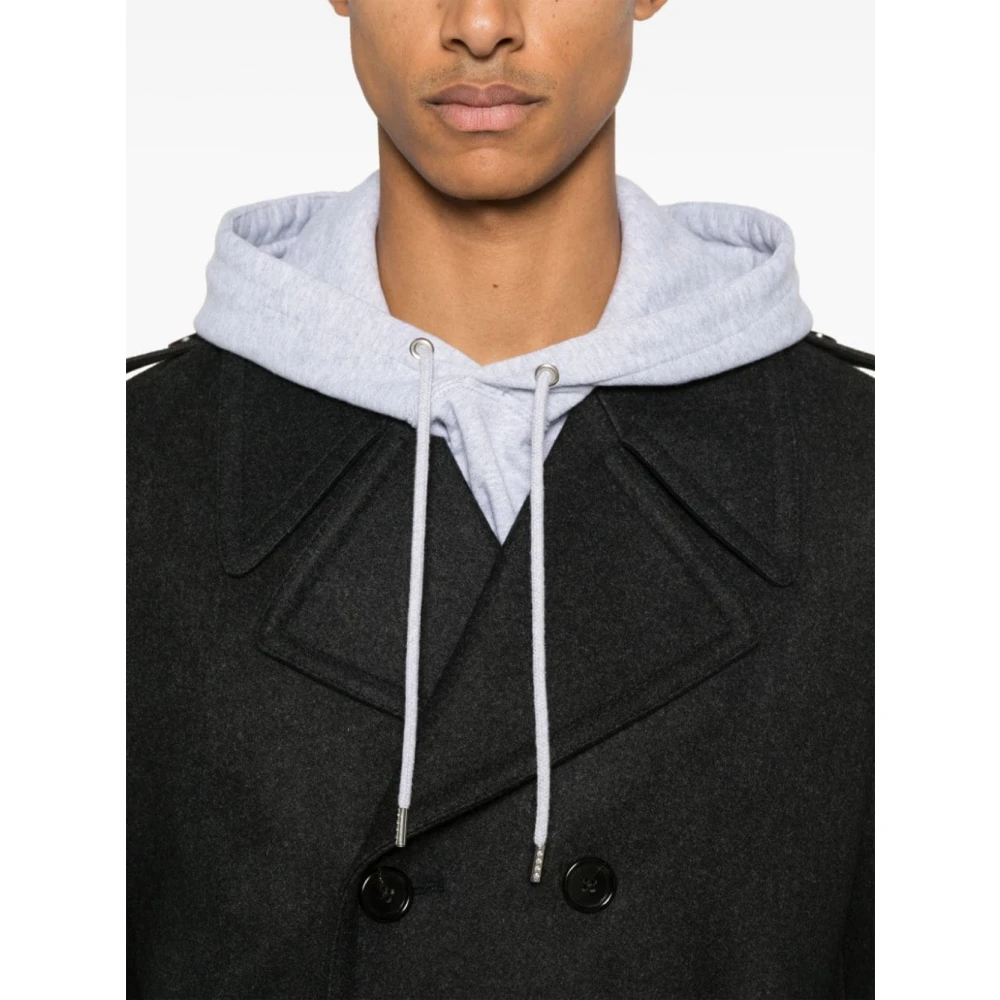 Dolce & Gabbana Grijze Wollen Blend Double-Breasted Jas Gray Heren