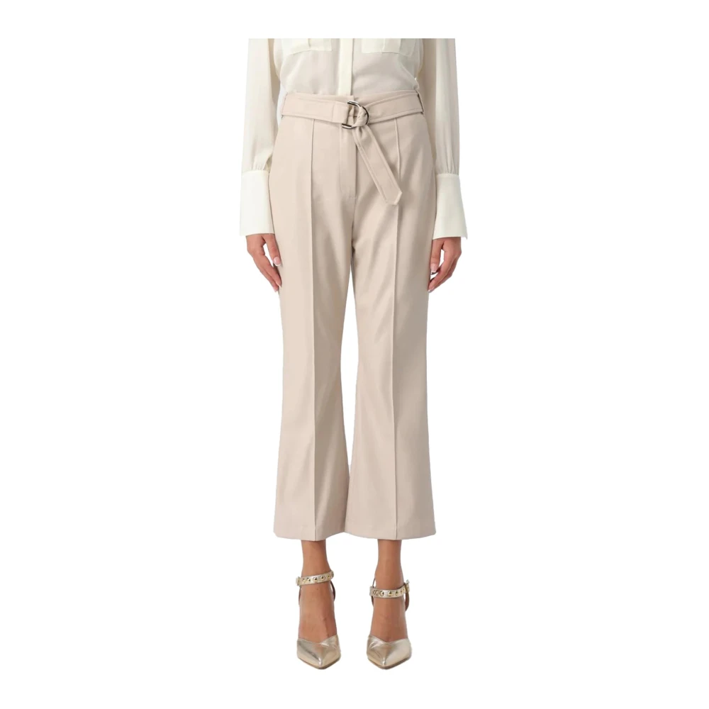 Liu Jo Cropped Eco-leren Broek Flare Stijl White Dames