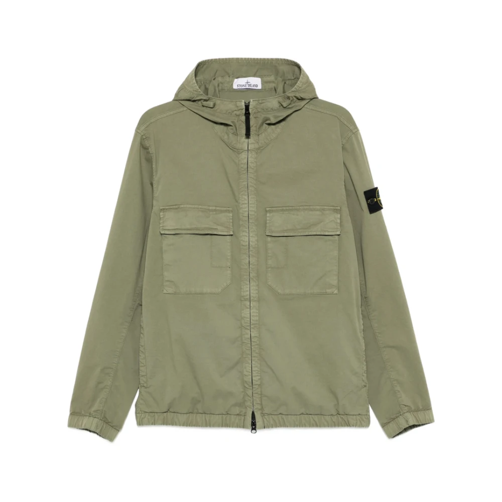 Stone Island Green Light Jackets, Male, S, Hooded Light Jacket