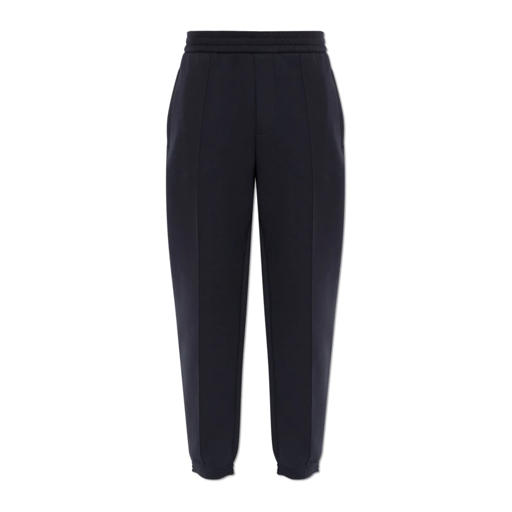 Emporio Armani Herr Blå Byxor S, Bomull, Jersey Joggers Med Piping