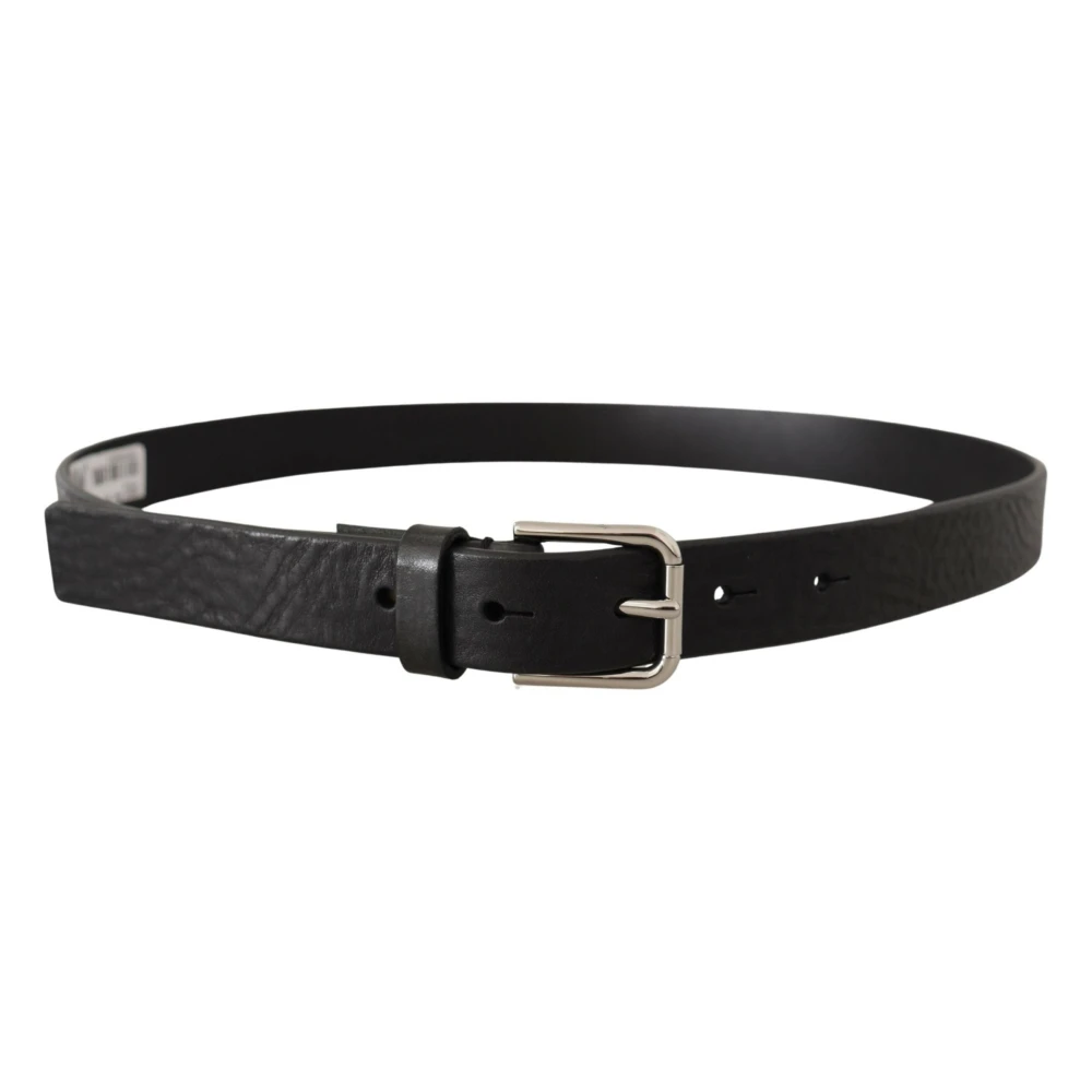 Dolce & Gabbana Elegante zwarte leren riem met metalen gesp Black Unisex