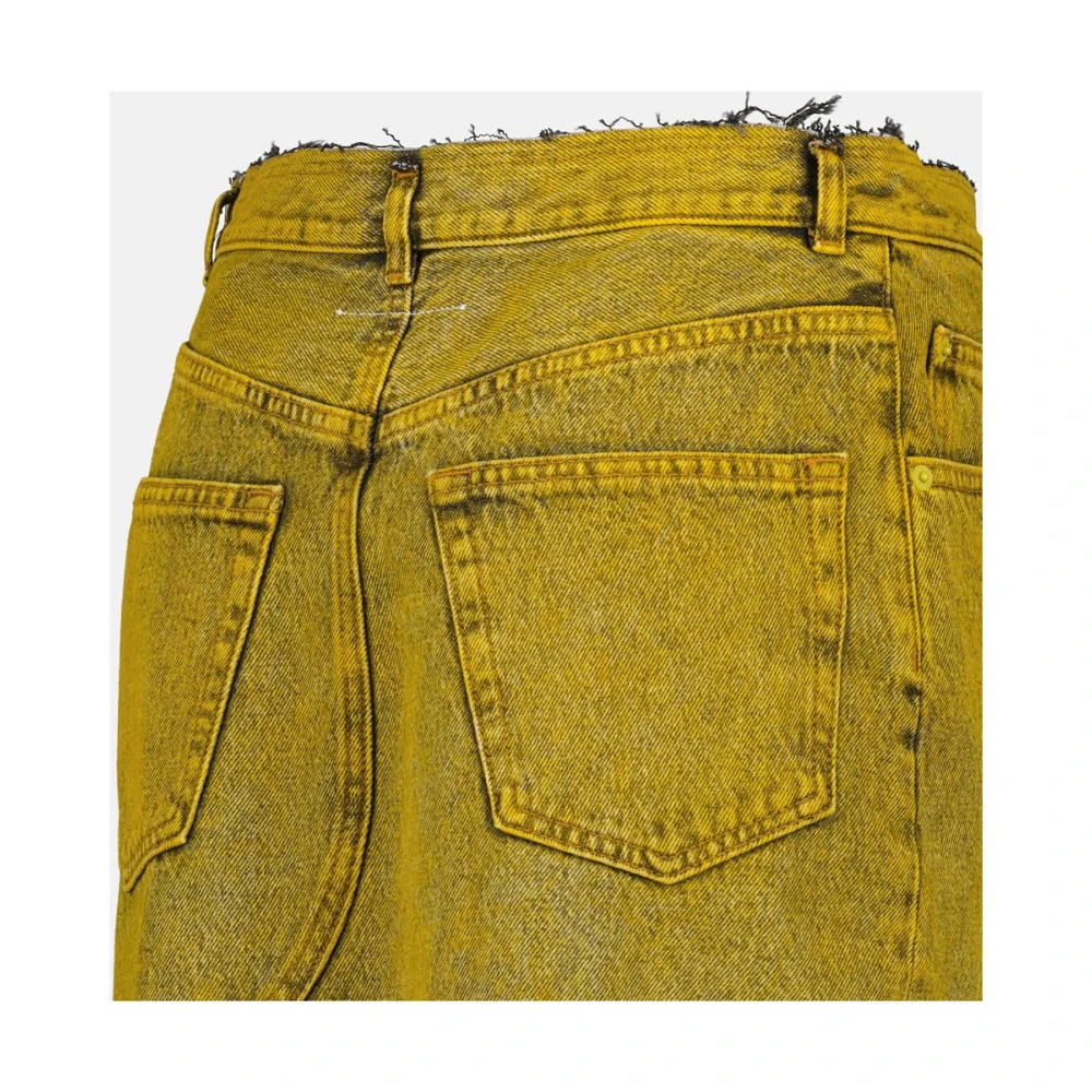 MM6 Maison Margiela Lange Denimrok Mosterdgeel Gewassen Yellow Dames
