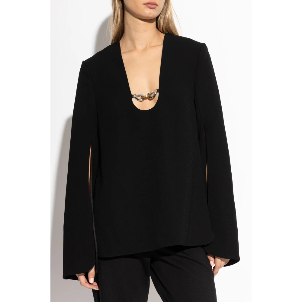 TORY BURCH Lange mouwen top met split Black Dames