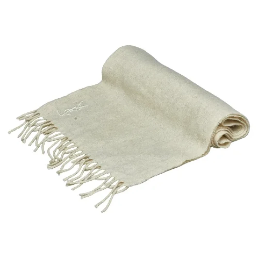 Yves Saint Laurent Vintage Pre-owned Cotton scarves White Dames