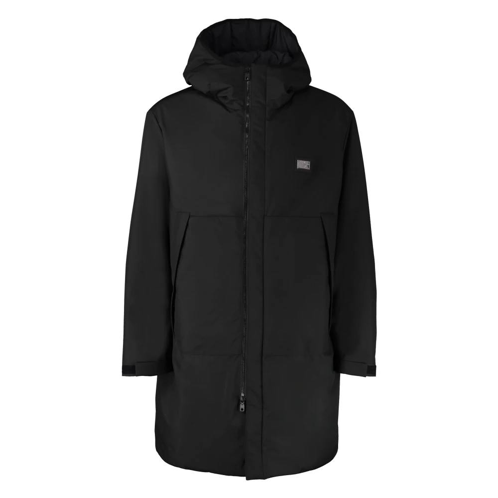 Dolce & Gabbana Stijlvolle parka met capuchon Black Heren