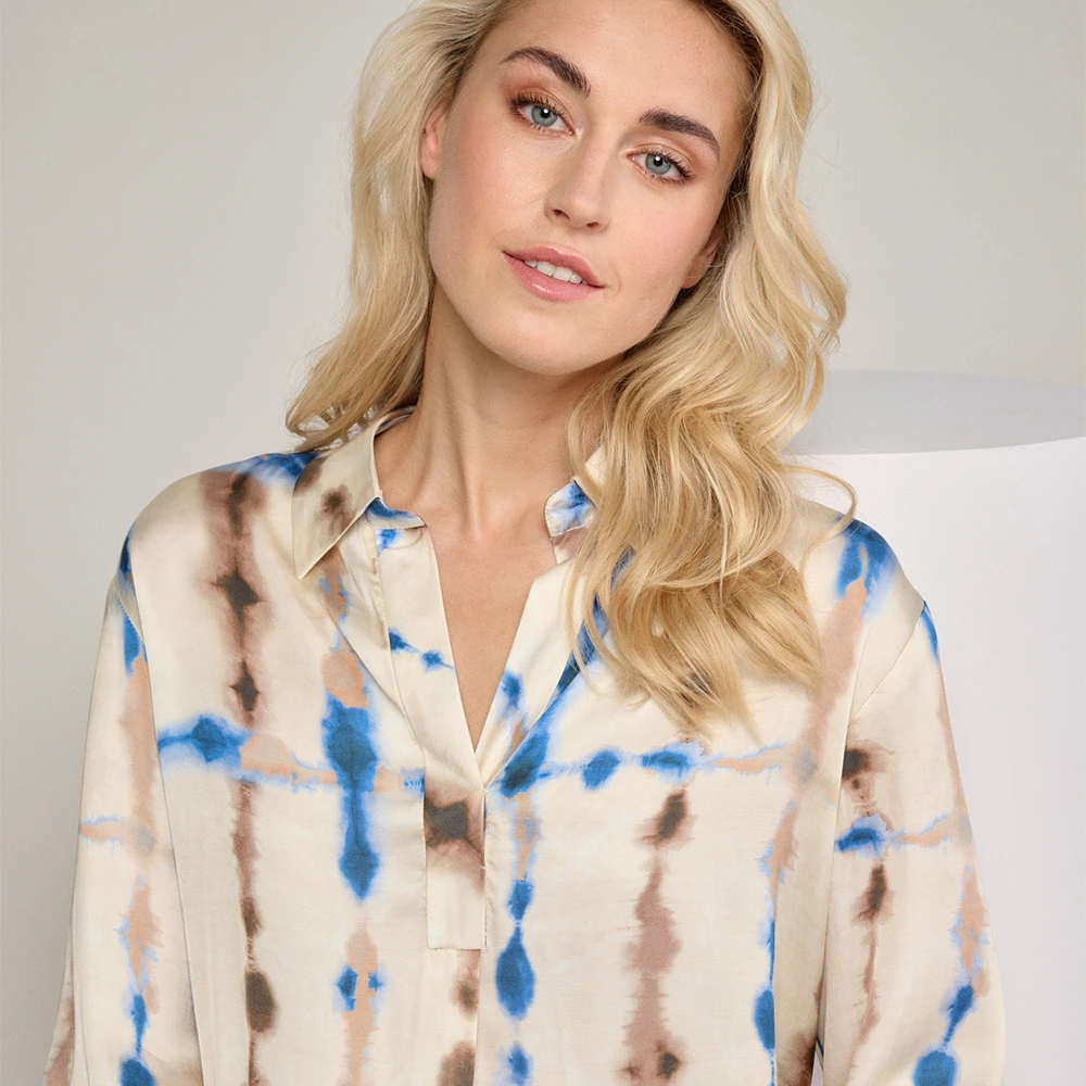 Marie Méro Tie Dye Puff Sleeve Blouse Beige Dames