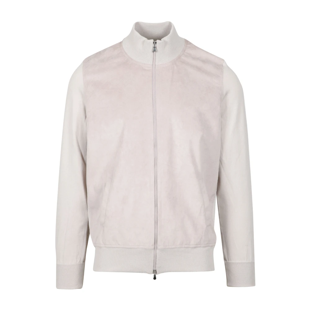 Gran Sasso High-Necked Alcantara Jacket Gray Heren