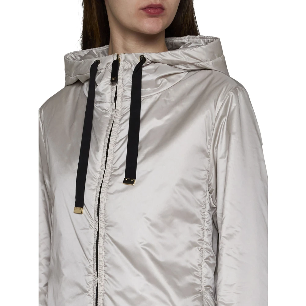 Max Mara IJs Grijs Gewatteerd Nylon Kort Jack Gray Dames